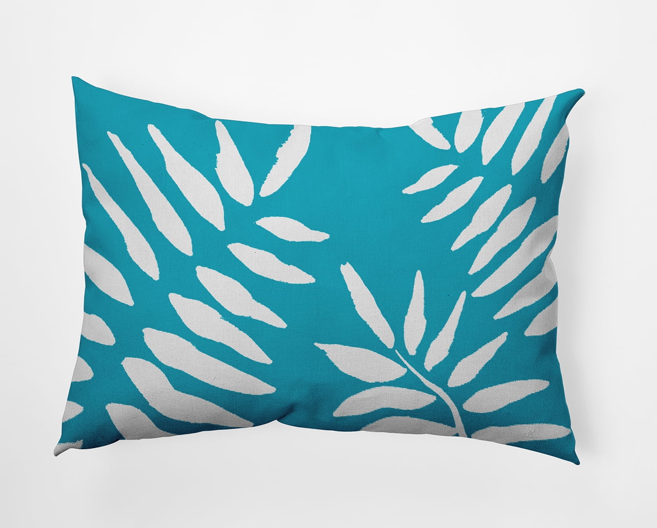 Caribbean Turquoise and White Floral 20" x 14" Indoor/Outdoor Throw Pillow