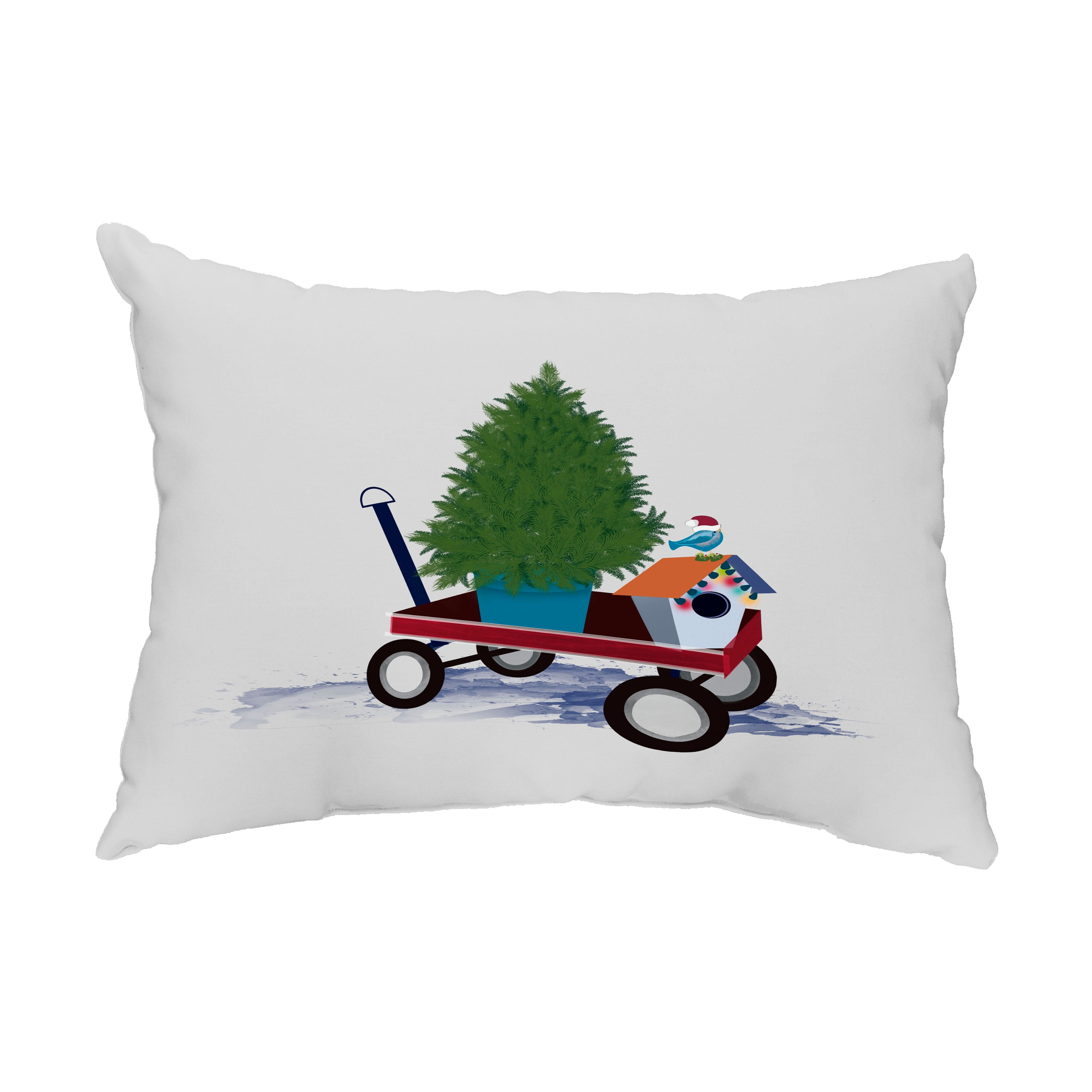 Simply Daisy, 14" x 20" Take Me Home Light Gray Decorative Christmas Outdoor Pillow