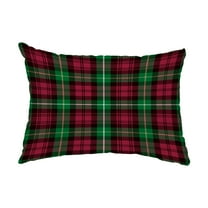 Simply Daisy, 14" x 20" Tartan Plaid Red Holiday Print Decorative Outdoor Throw Pillow
