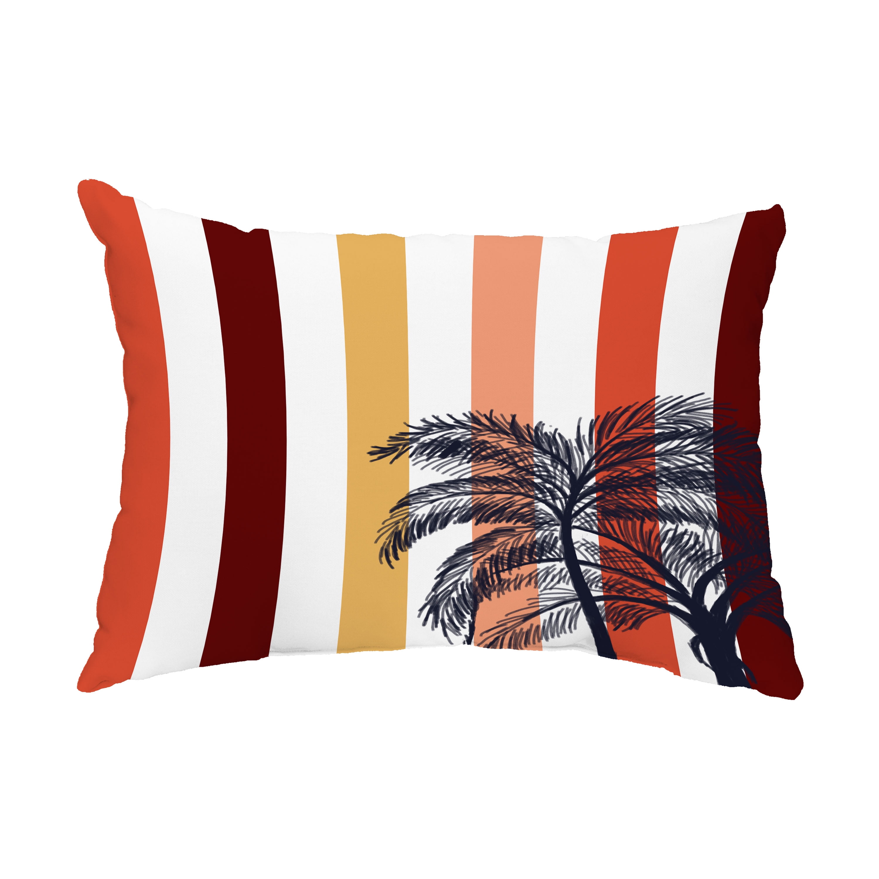 Simply Daisy, 14" x 20" Thin Stripe Palm Gold Decorative Stripe Outdoor Pillow