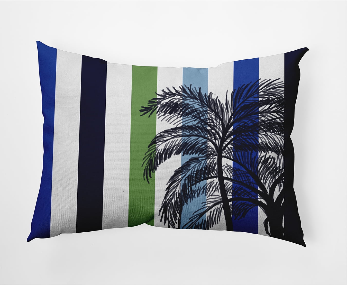 Simply Daisy, 14" x 20" Thin Stripe Palm Green Decorative Stripe Outdoor Pillow