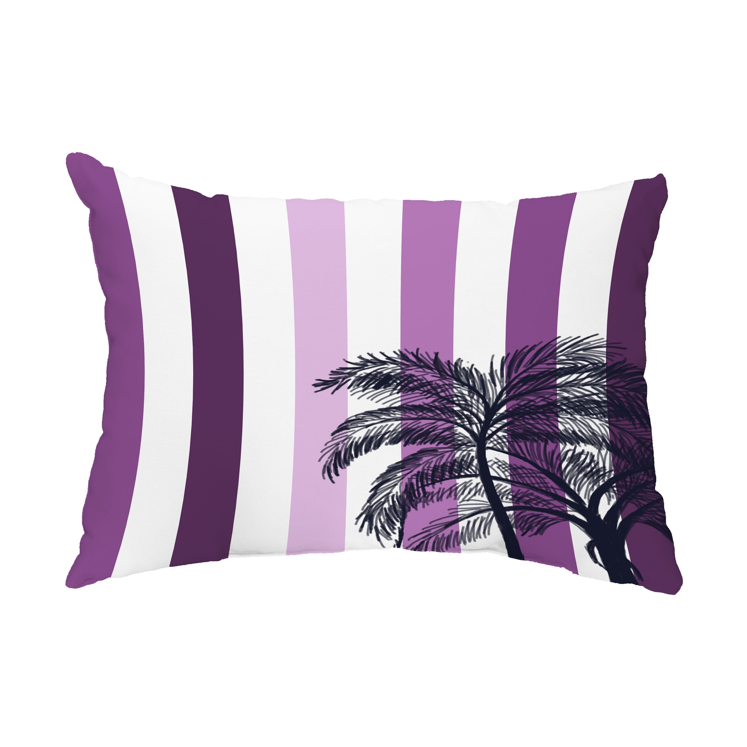 Simply Daisy, 14" x 20" Thin Stripe Palm Purple Decorative Stripe Outdoor Pillow