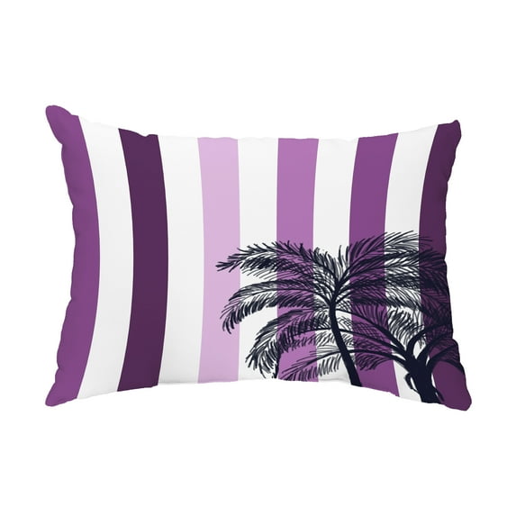 Simply Daisy, 14" x 20" Thin Stripe Palm Purple Decorative Stripe Outdoor Pillow