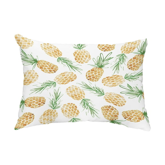 Simply Daisy, 14" x 20" Tossed Pineapples Gold Abstract Decorative Outdoor Pillow