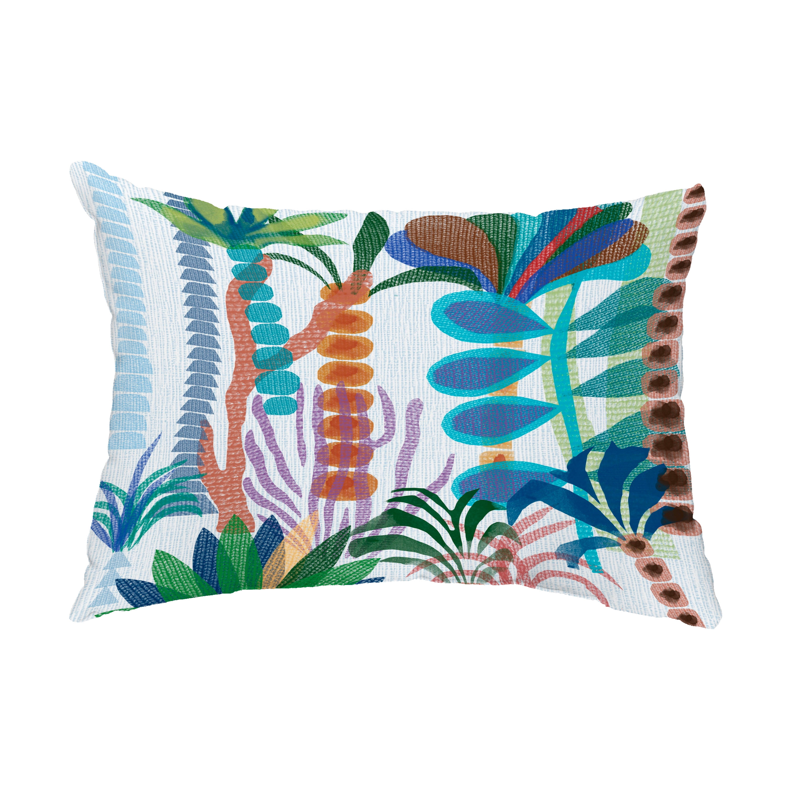 Simply Daisy, 14" x 20" Tropical Jungle Light Blue Floral Decorative Outdoor Pillow