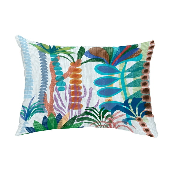 Simply Daisy, 14" x 20" Tropical Jungle Light Blue Floral Decorative Outdoor Pillow
