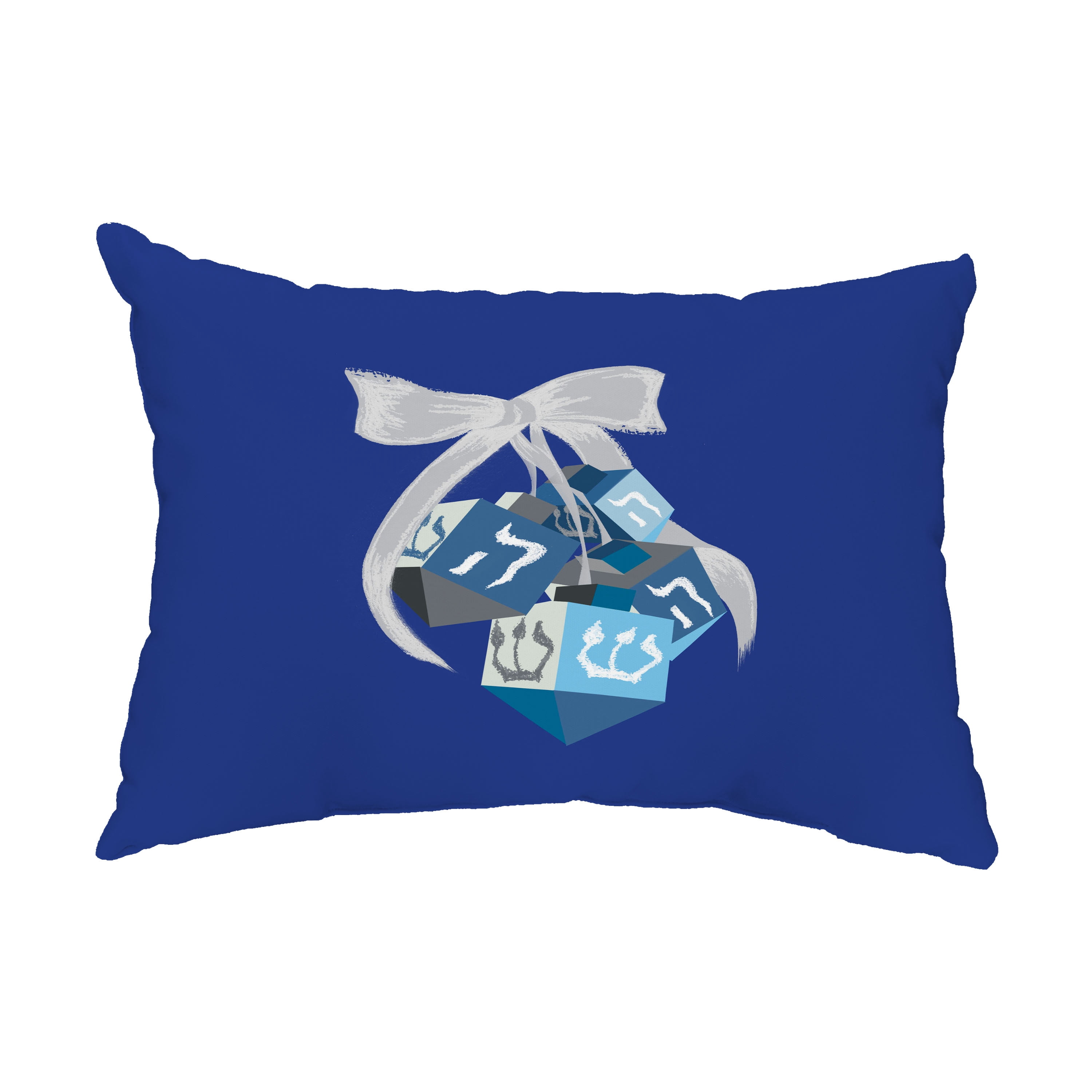 Simply Daisy, 14" x 20" Turn, Turn, Turn Royal Blue Decorative Hanukkah Outdoor Pillow