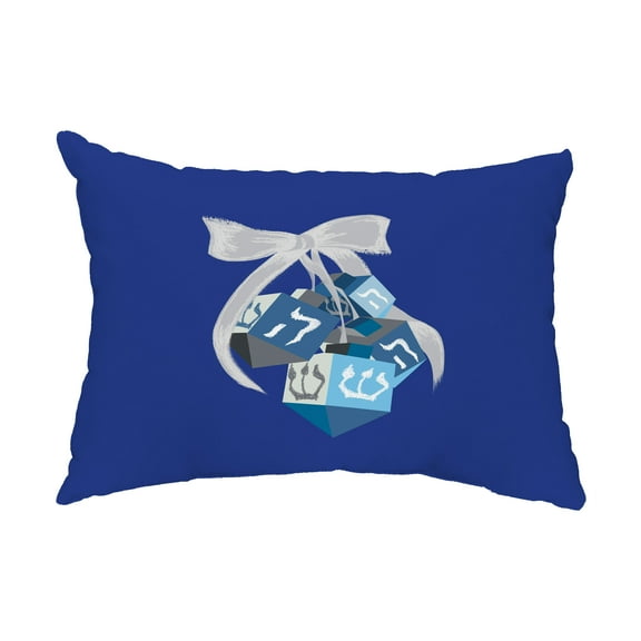 Simply Daisy, 14" x 20" Turn, Turn, Turn Royal Blue Decorative Hanukkah Outdoor Pillow