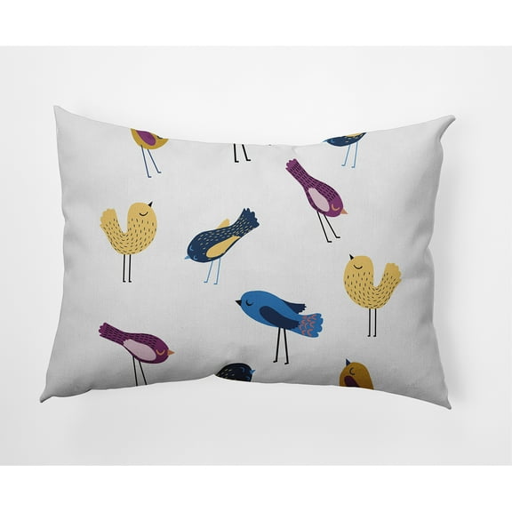 Simply Daisy, 14" x 20" Tweets Yellow Coastal Decorative Outdoor Pillow