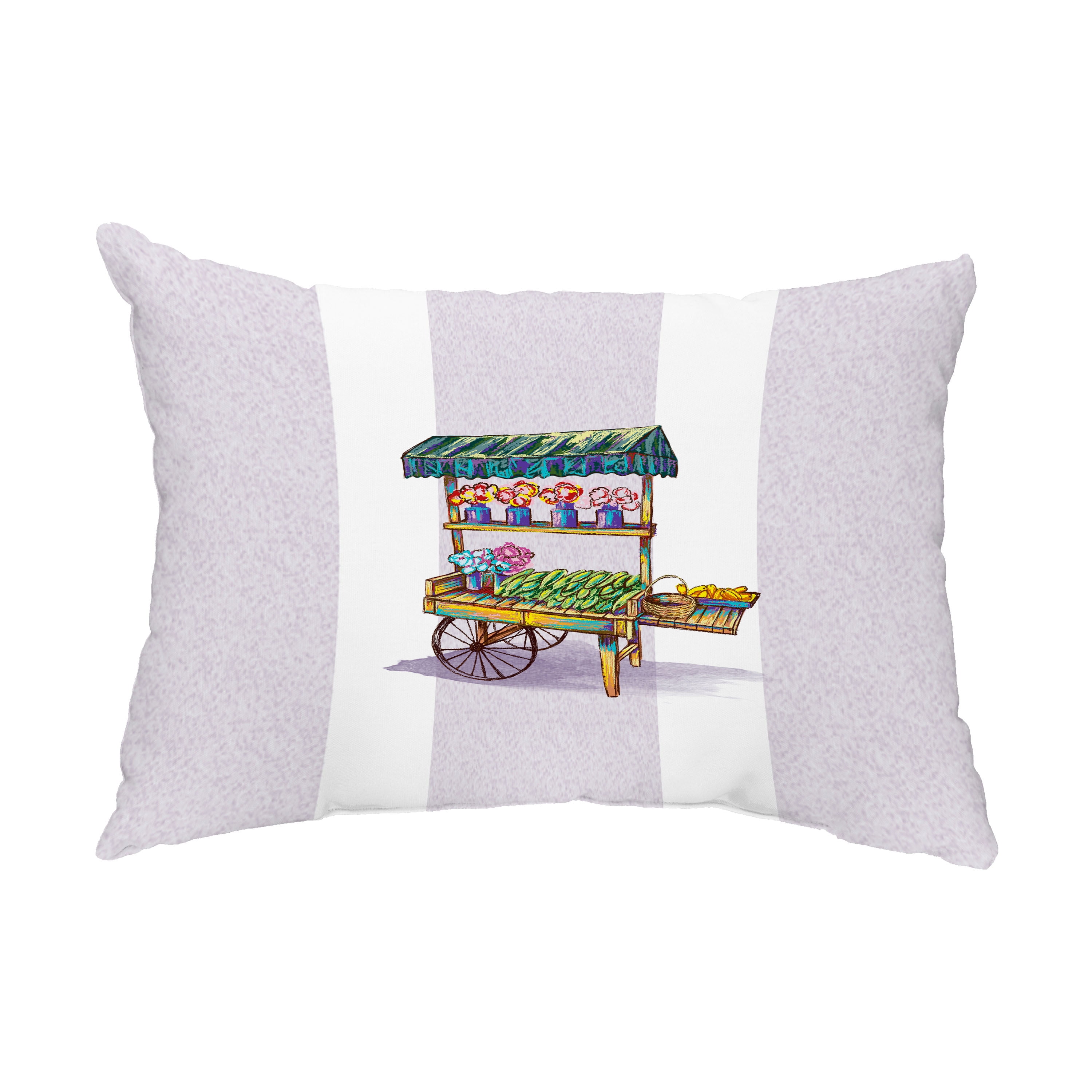 Simply Daisy, 14" x 20" Veggie Cart Light Purple Abstract Decorative Outdoor Pillow