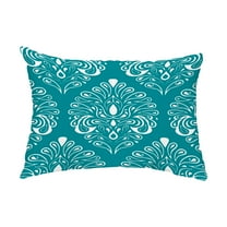 Simply Daisy, 14" x 20" Veranda Teal Abstract Decorative Outdoor Pillow