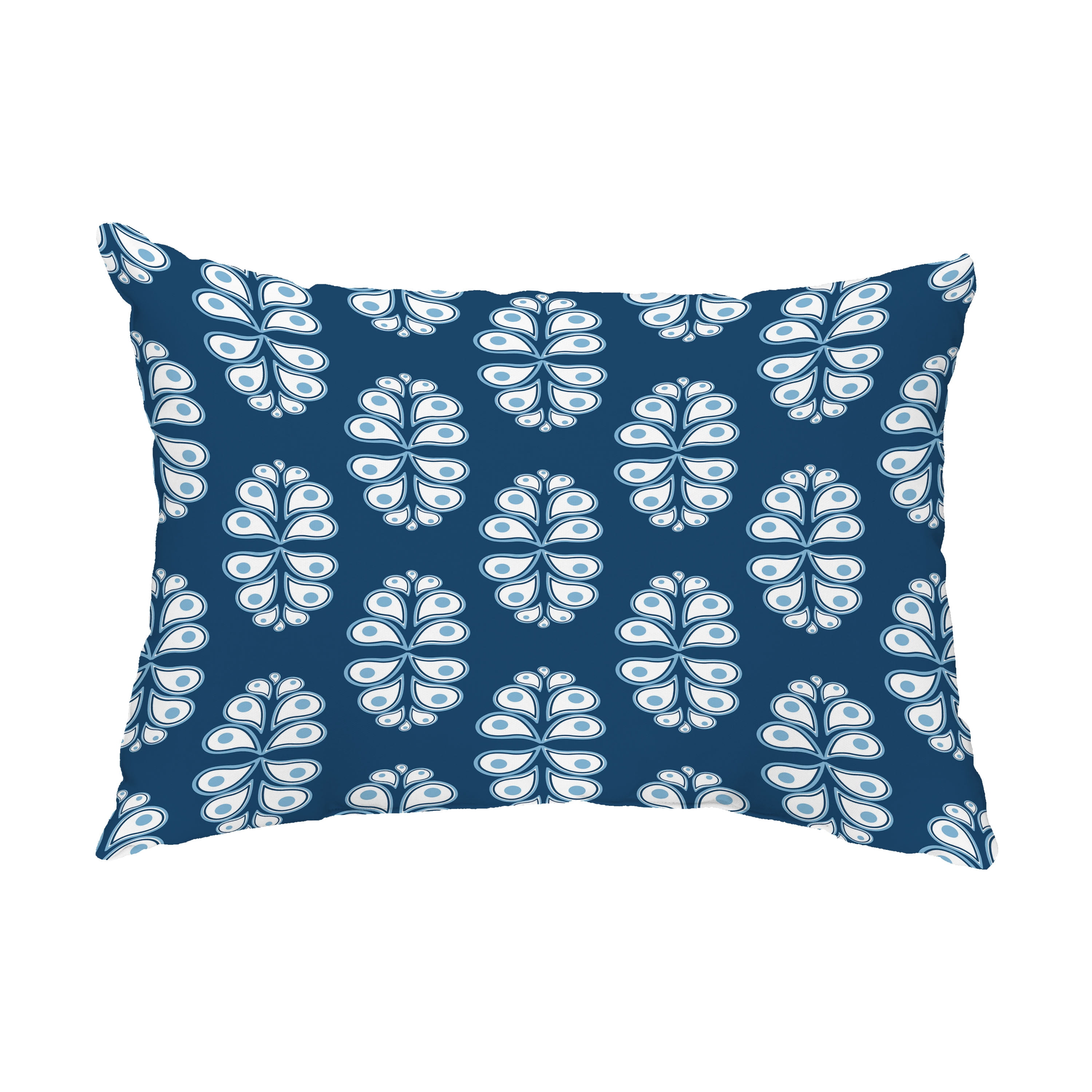 Simply Daisy, 14" x 20" Wacky Paisley Blue Abstract Decorative Outdoor Pillow