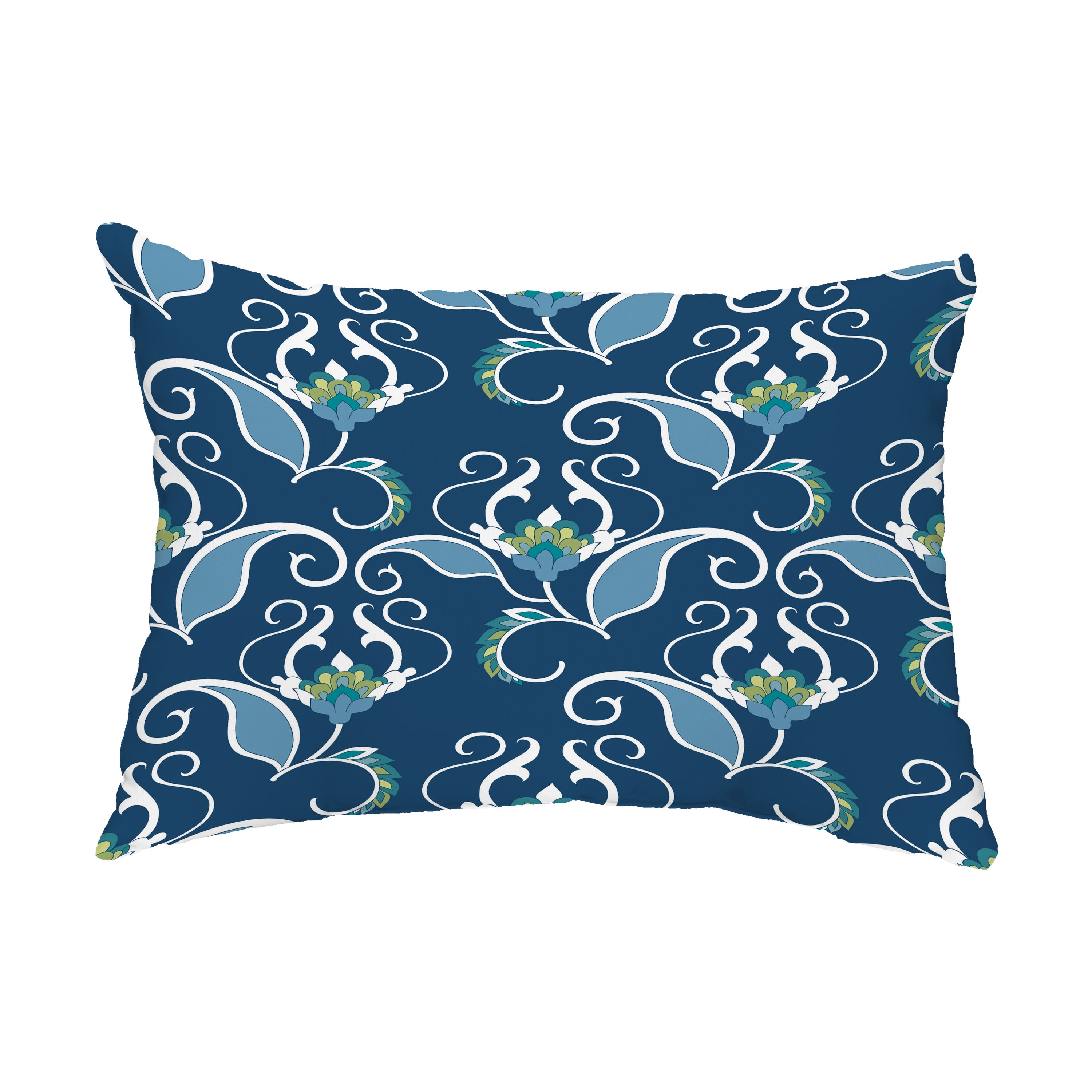 Simply Daisy, 14" x 20" West Indies Blue Floral Decorative Outdoor Pillow