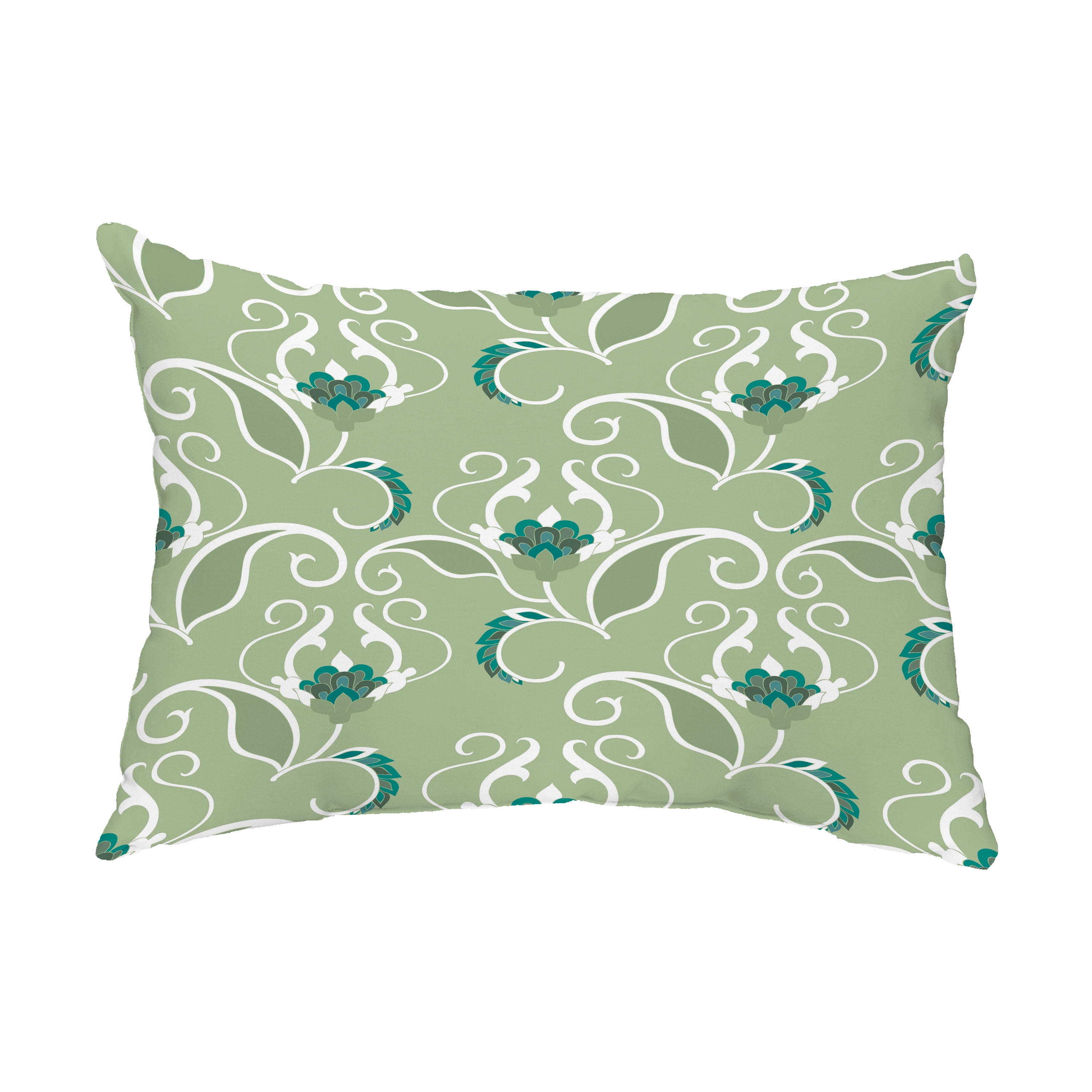 Simply Daisy, 14" x 20" West Indies Green Floral Decorative Outdoor Pillow