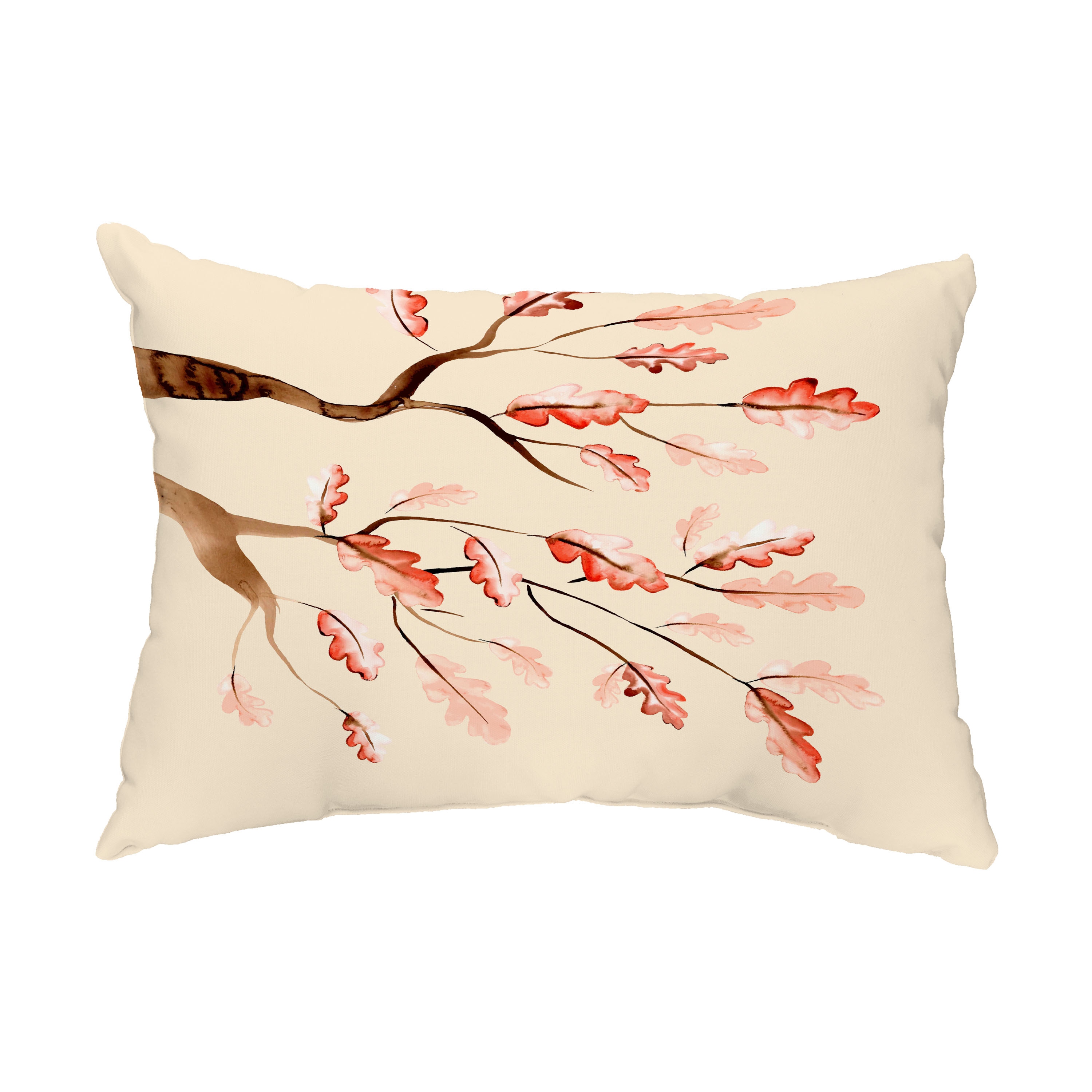 Simply Daisy, 14" x 20" Wild Oak Branch Cream Floral Print Outdoor Decorative Throw Pillow
