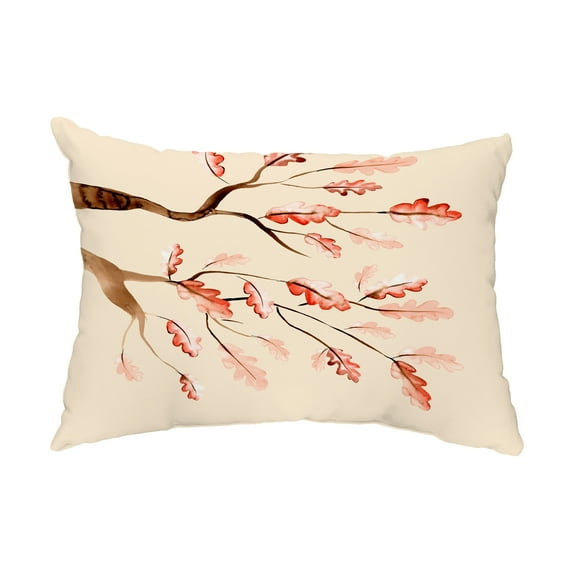 Simply Daisy, 14" x 20" Wild Oak Branch Cream Floral Print Outdoor Decorative Throw Pillow