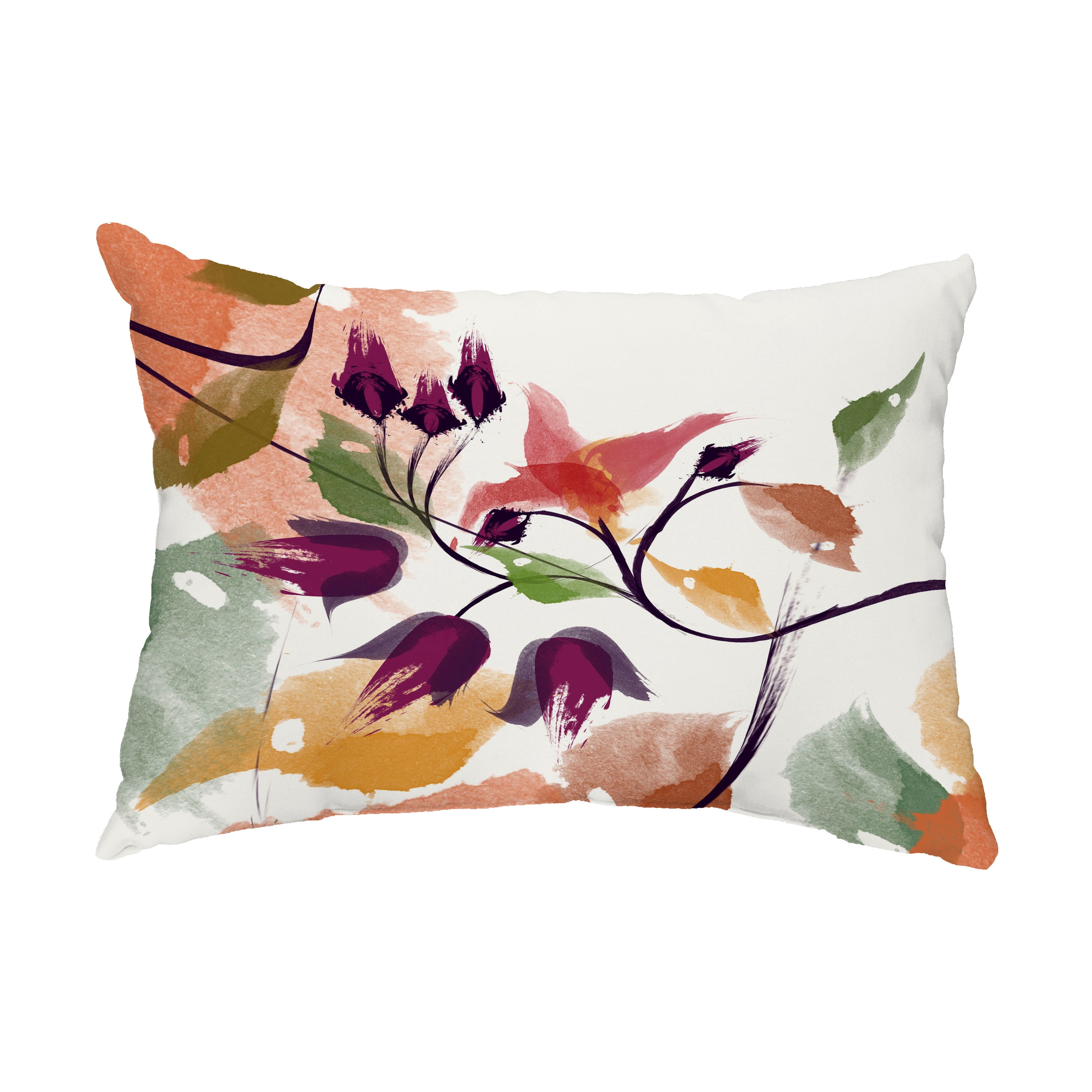 Simply Daisy, 14" x 20" Windy Bloom Red Floral Decorative Outdoor Pillow