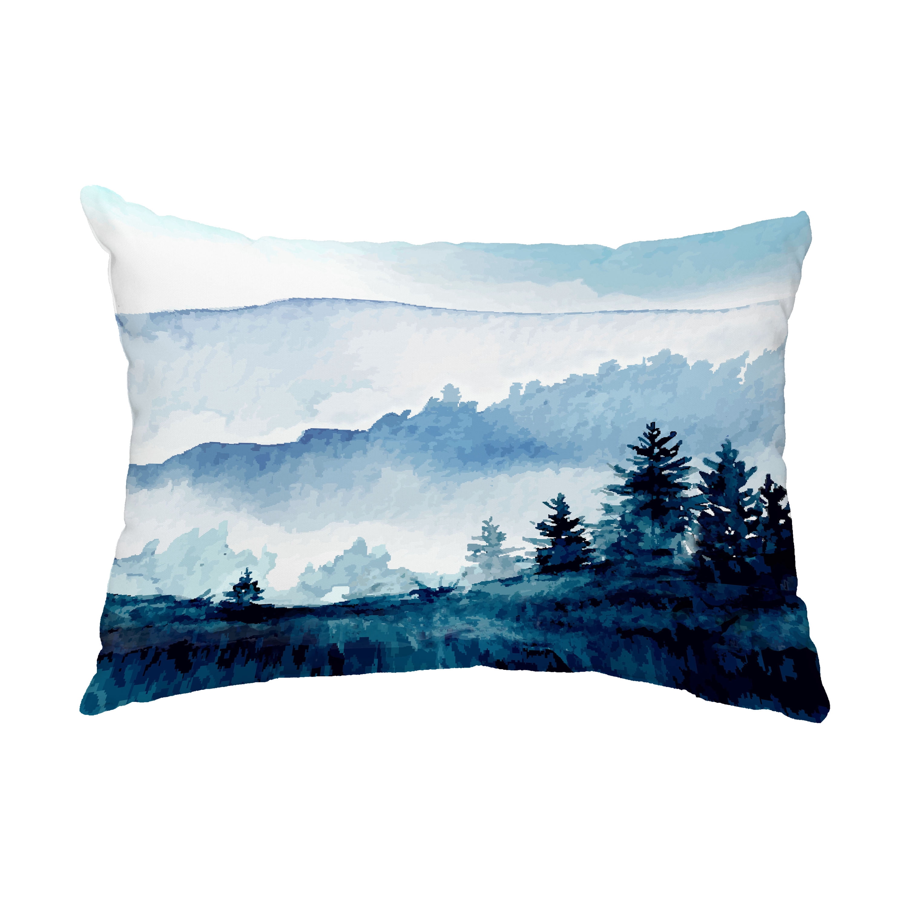 Simply Daisy, 14" x 20" Winter Scene Blue Holiday Print Decorative Outdoor Throw Pillow