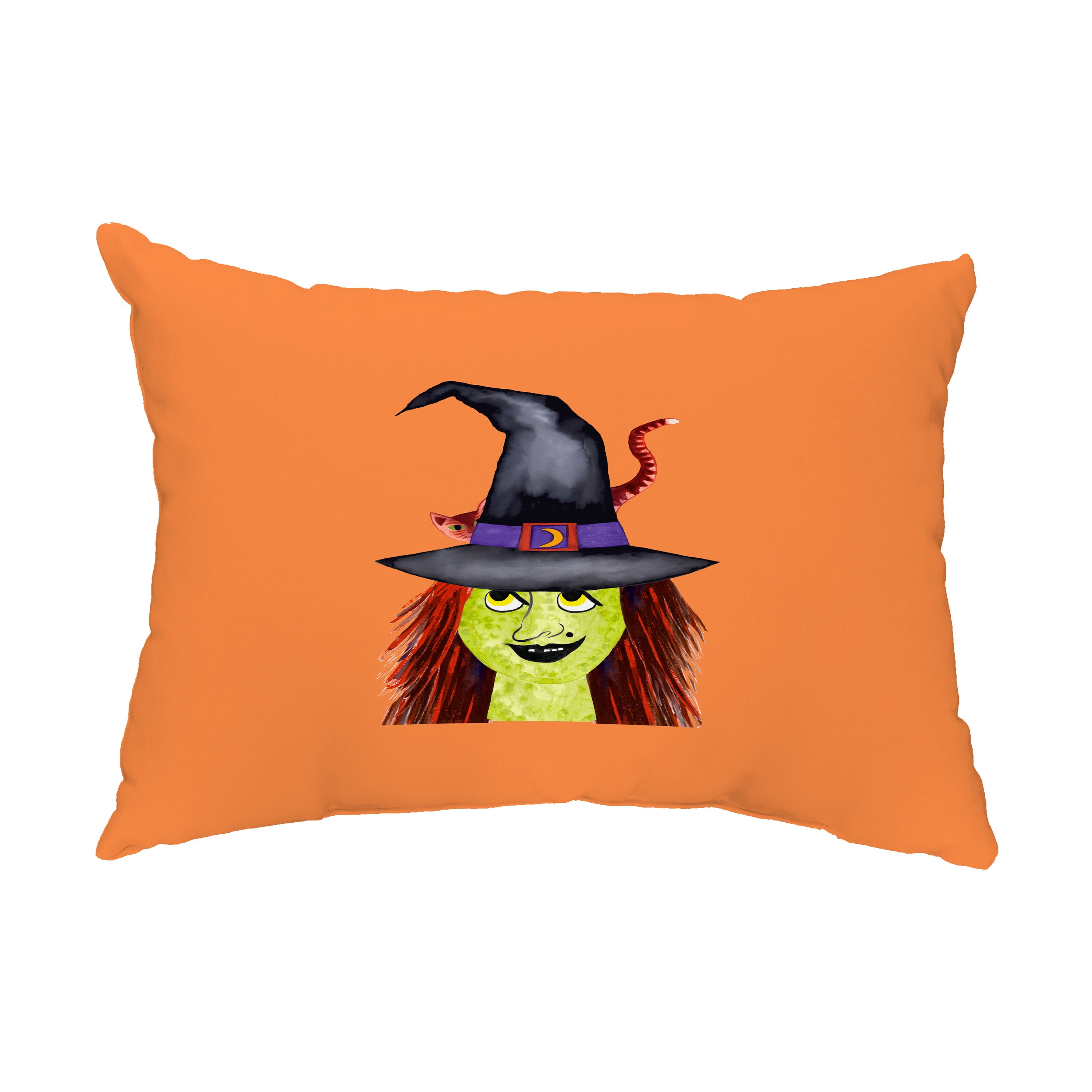 Simply Daisy, 14" x 20" Witches Hat Orange Halloween Print Decorative Outdoor Throw Pillow