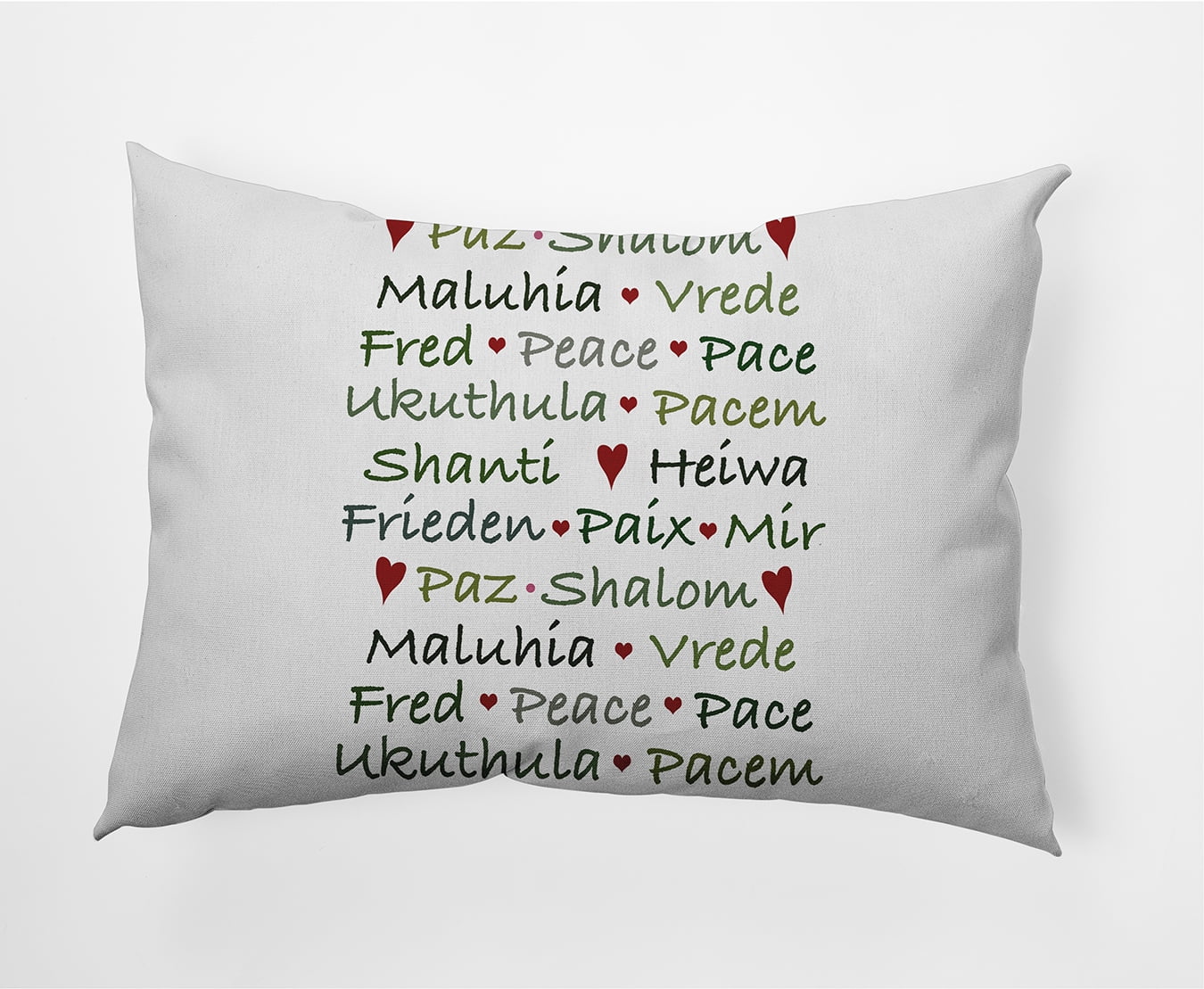 Simply Daisy, 14" x 20" Words of Peace Green Decorative Word Outdoor Pillow
