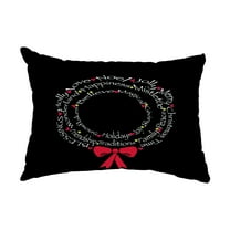 Simply Daisy, 14" x 20" Wreath of Words Black Decorative Word Outdoor Pillow