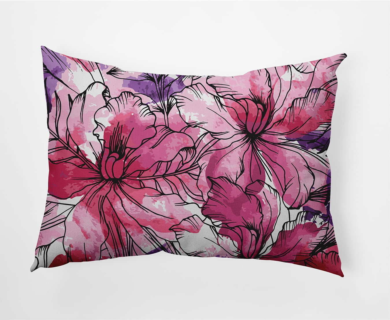 Simply Daisy, 14" x 20" Zentangle Purple Floral Decorative Outdoor Pillow