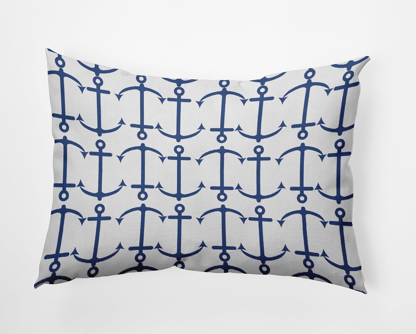 Simply Daisy 14x20-inch Rectangle Anchor Pattern Poly Indoor Pillow, Nautical Navy Qty 1