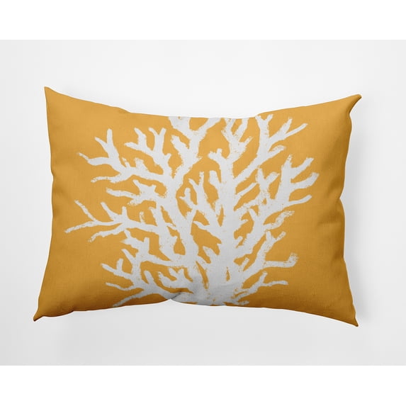 Simply Daisy 14x20-inch Rectangle Big Seaweed Poly Indoor Pillow, Egg Yolk Yellow Qty 1