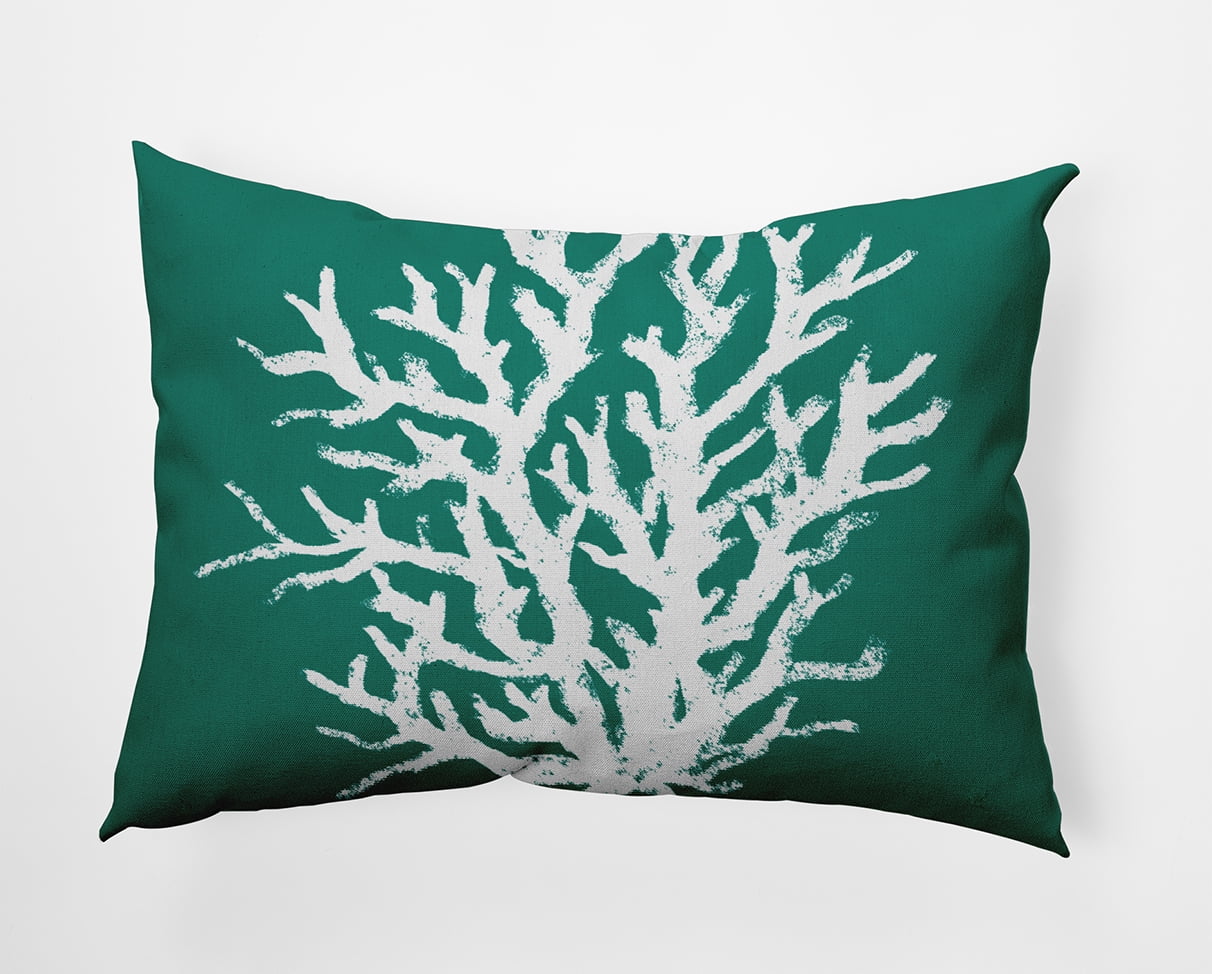Simply Daisy 14x20-inch Rectangle Big Seaweed Polyester Indoor Pillow, Kelly Green Qty 1
