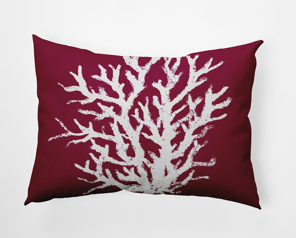 Simply Daisy 14x20-inch Rectangle Big Seaweed Polyester Indoor Pillow, Maroon Red Qty 1