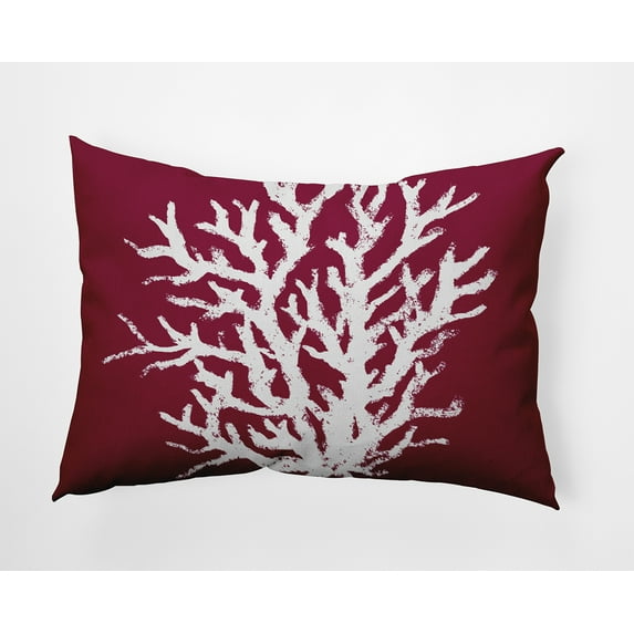 Simply Daisy 14x20-inch Rectangle Big Seaweed Polyester Indoor Pillow, Maroon Red Qty 1