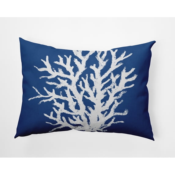 Simply Daisy 14x20-inch Rectangle Big Seaweed Polyester Indoor Pillow, Nautical Navy Qty 1
