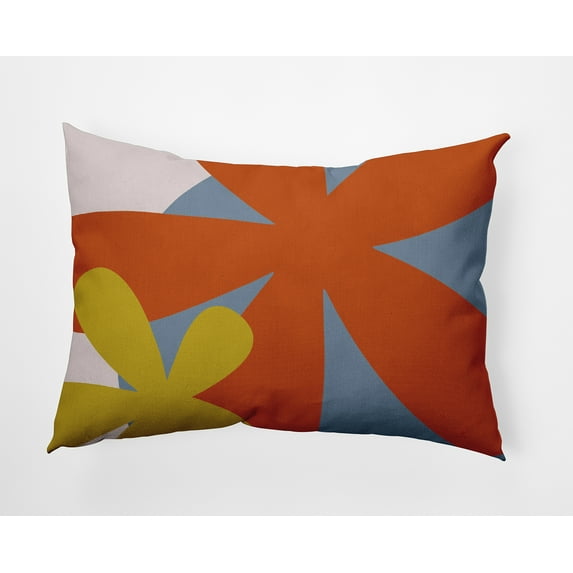 Simply Daisy 14x20-inch Rectangle Bold Flowers Poly Indoor Pillow, Perfect Orange Qty 1