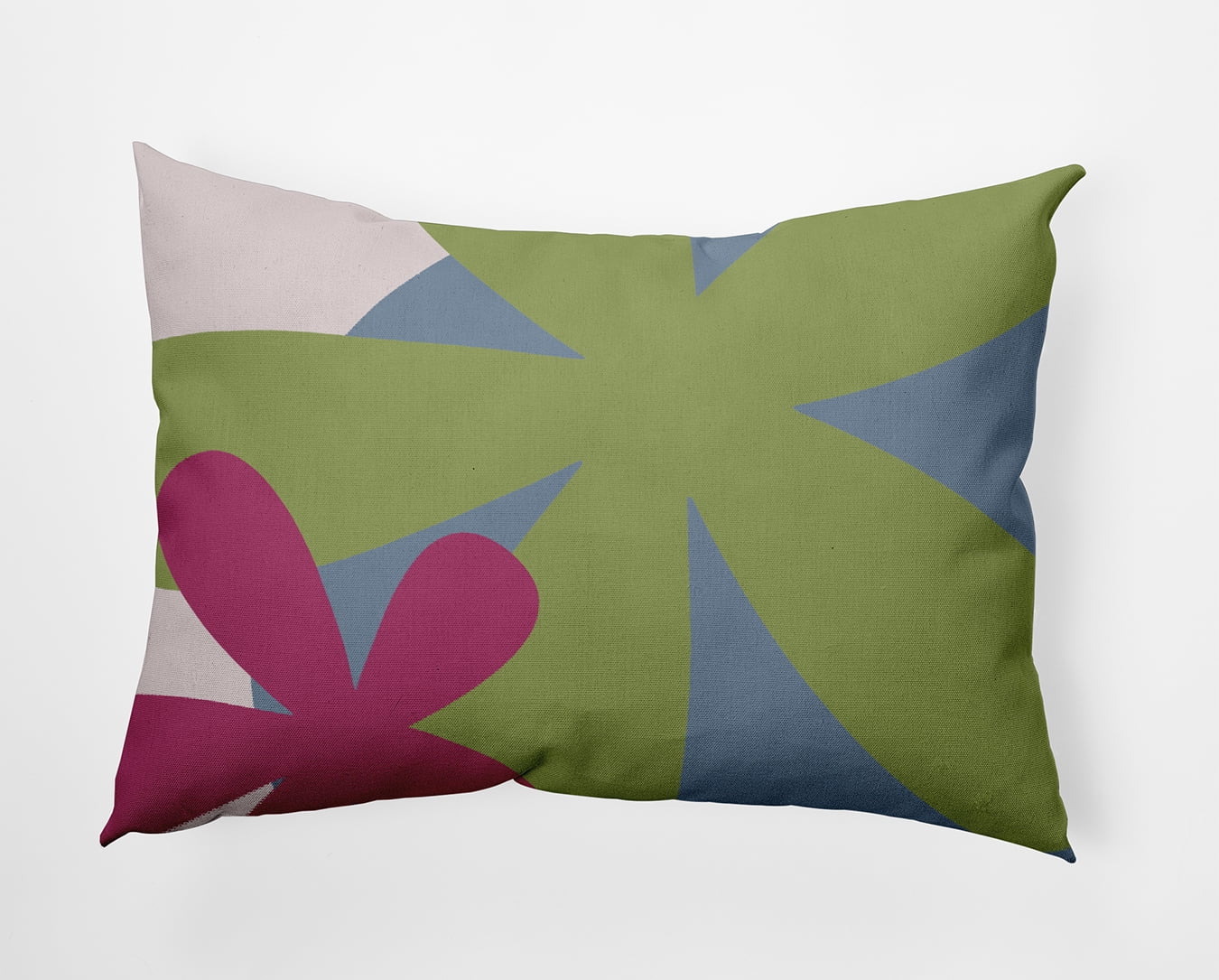 Simply Daisy 14x20-inch Rectangle Bold Flowers Polyester Indoor Pillow, Apple Green Qty 1