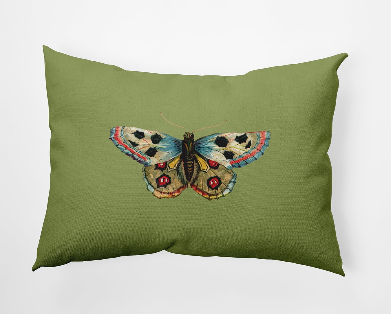 Simply Daisy 14x20-inch Rectangle Brushfoot Butterfly Poly Pillow, Apple Green Qty 1