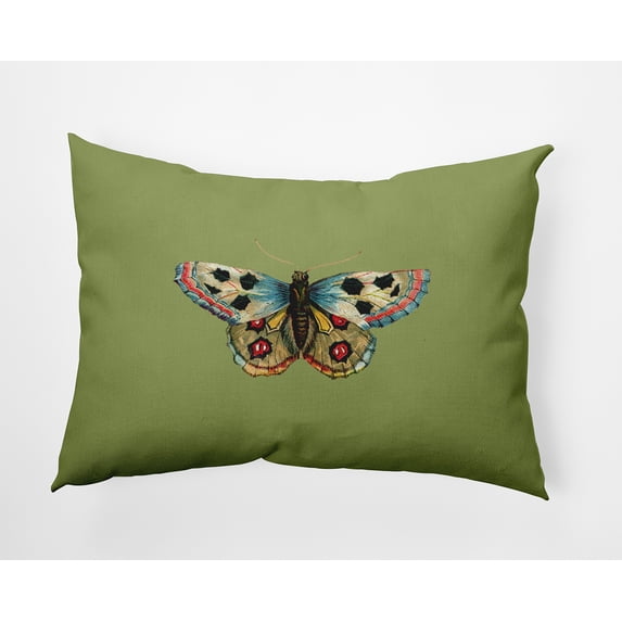 Simply Daisy 14x20-inch Rectangle Brushfoot Butterfly Poly Pillow, Apple Green Qty 1
