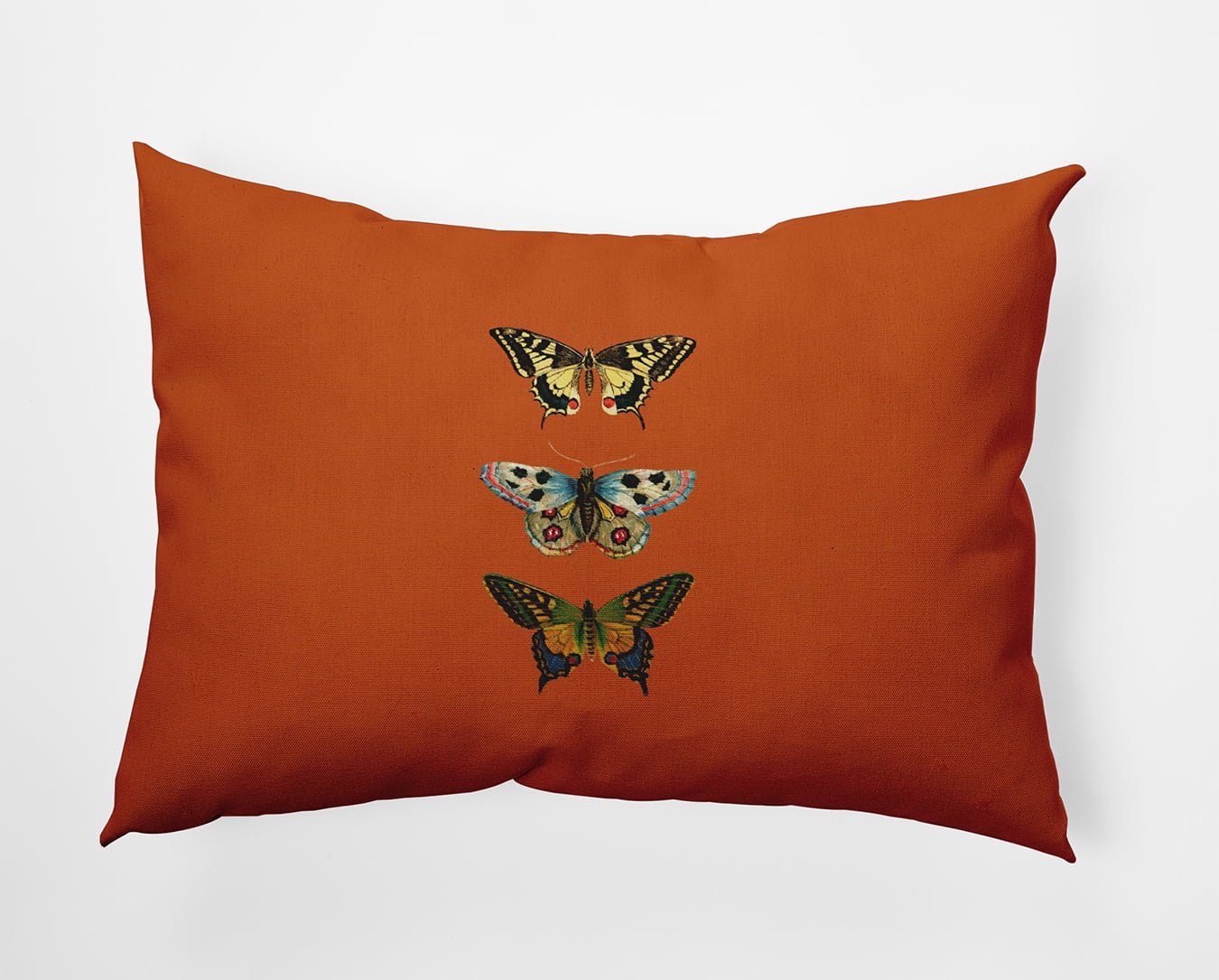 Simply Daisy 14x20-inch Rectangle Butterflies Poly Indoor Pillow, Perfect Orange Qty 1