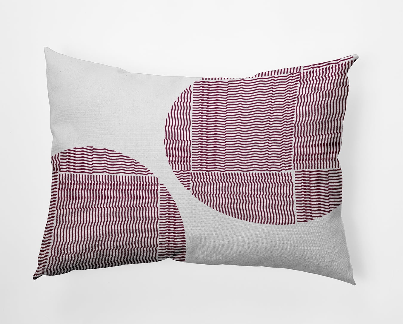 Simply Daisy 14x20-inch Rectangle Circles and Squares Poly Indoor Pillow, Maroon Red Qty 1
