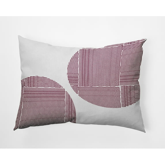 Simply Daisy 14x20-inch Rectangle Circles and Squares Poly Indoor Pillow, Maroon Red Qty 1
