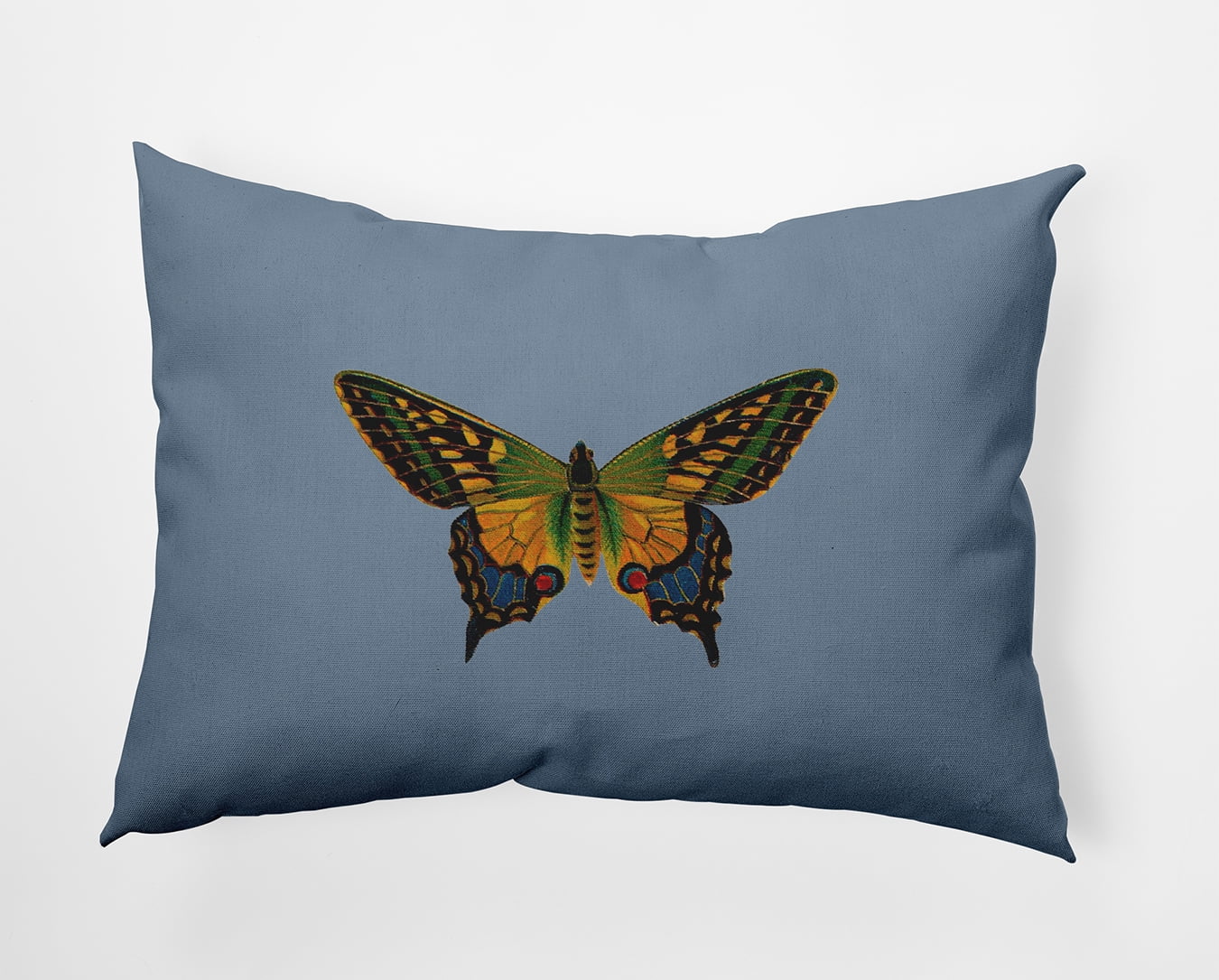 Simply Daisy 14x20-inch Rectangle Colorful Swallowtail Poly Throw Pillow, Dusty Blue Qty 1