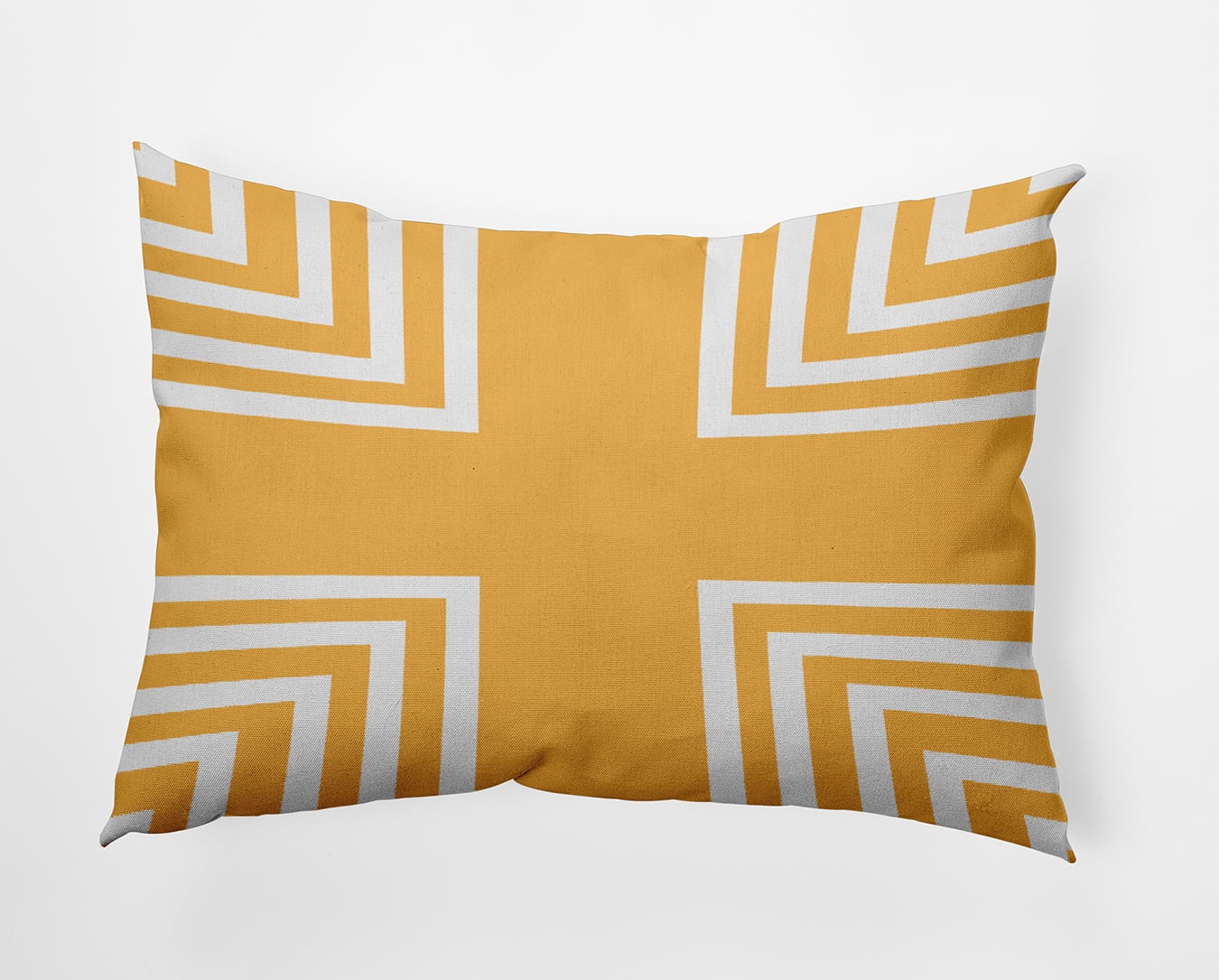 Simply Daisy 14x20-inch Rectangle Corner Stripes Poly Indoor Pillow, Egg Yolk Yellow Qty 1