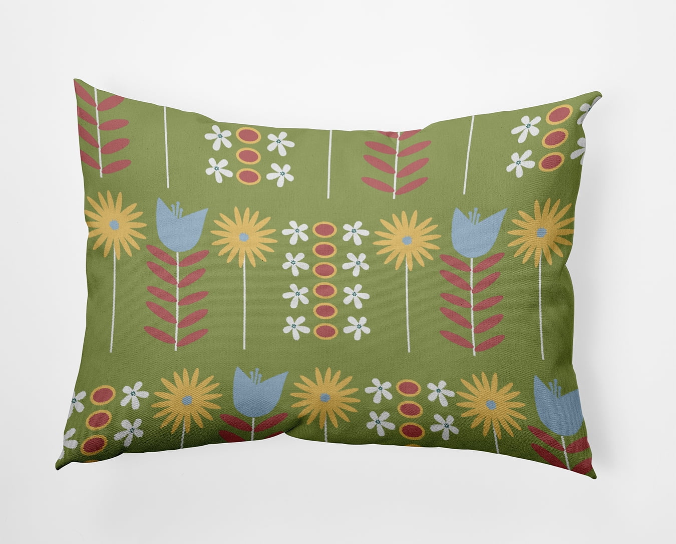 Simply Daisy 14x20-inch Rectangle Daisy May's Garden Poly Indoor Pillow, Apple Green Qty 1