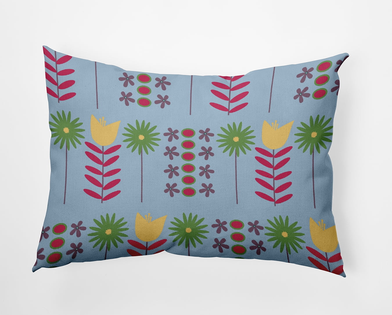 Simply Daisy 14x20-inch Rectangle Daisy May's Garden Poly Throw Pillow, Blue Qty 1