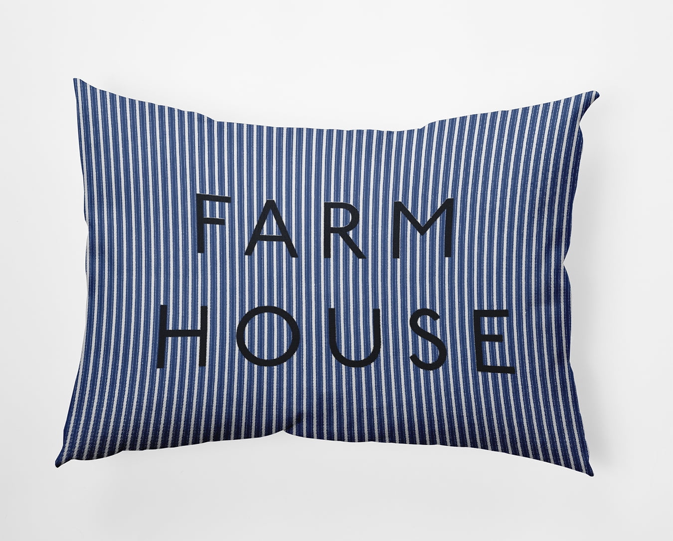 Simply Daisy 14x20-inch Rectangle Farmhouse Ticking Poly Pillow, Nautical Navy Qty 1