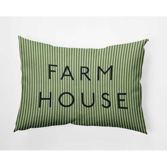 Simply Daisy 14x20-inch Rectangle Farmhouse Ticking Poly Throw Pillow, Olive Green Qty 1