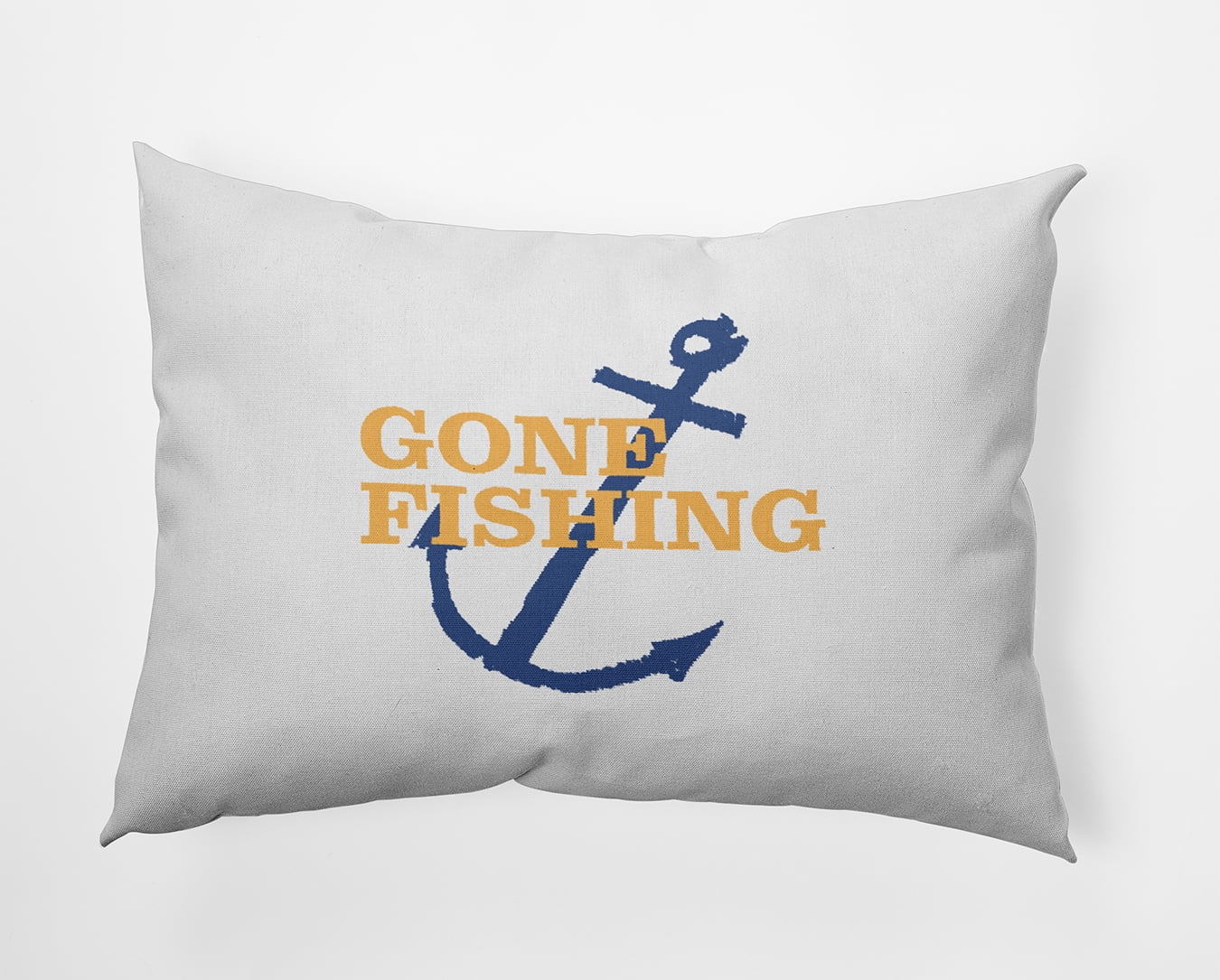 Simply Daisy 14x20-inch Rectangle Gone Fishing Poly Indoor Pillow, Egg Yolk Yellow Qty 1