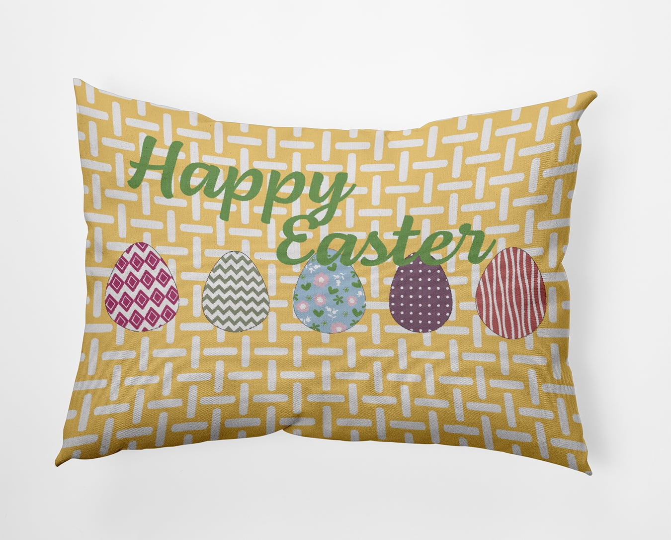 Simply Daisy 14x20-inch Rectangle Happy Easter Poly Indoor Pillow, Daffodil Yellow Qty 1