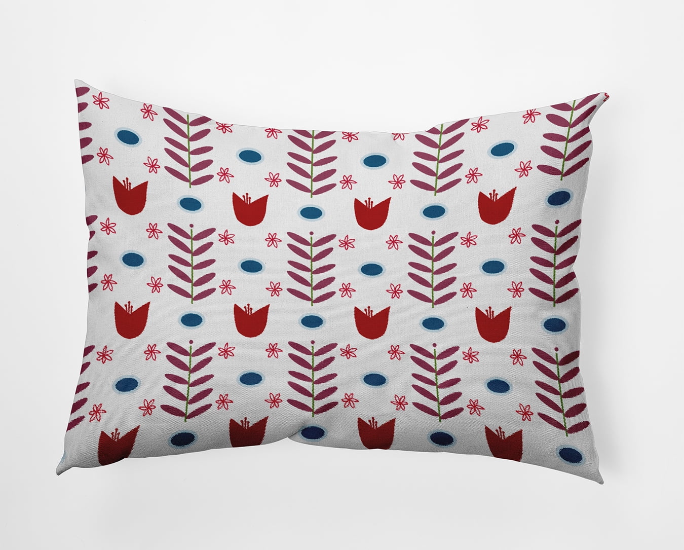 Simply Daisy 14x20-inch Rectangle Spring Garden Polyester Indoor Pillow, White-Red Qty 1