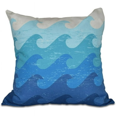 Simply Daisy 16” x 16” Deep Sea Geometric Polyester Decorative Pillow
