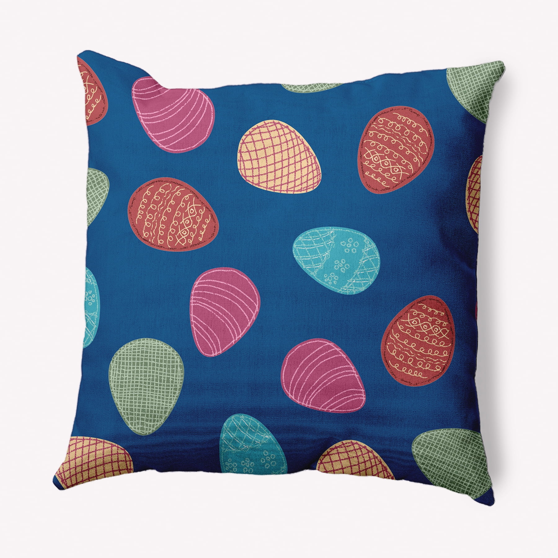 Simply Daisy 16 in x 16 in Blue Graphic Prints Easter Polyester Throw Pillow